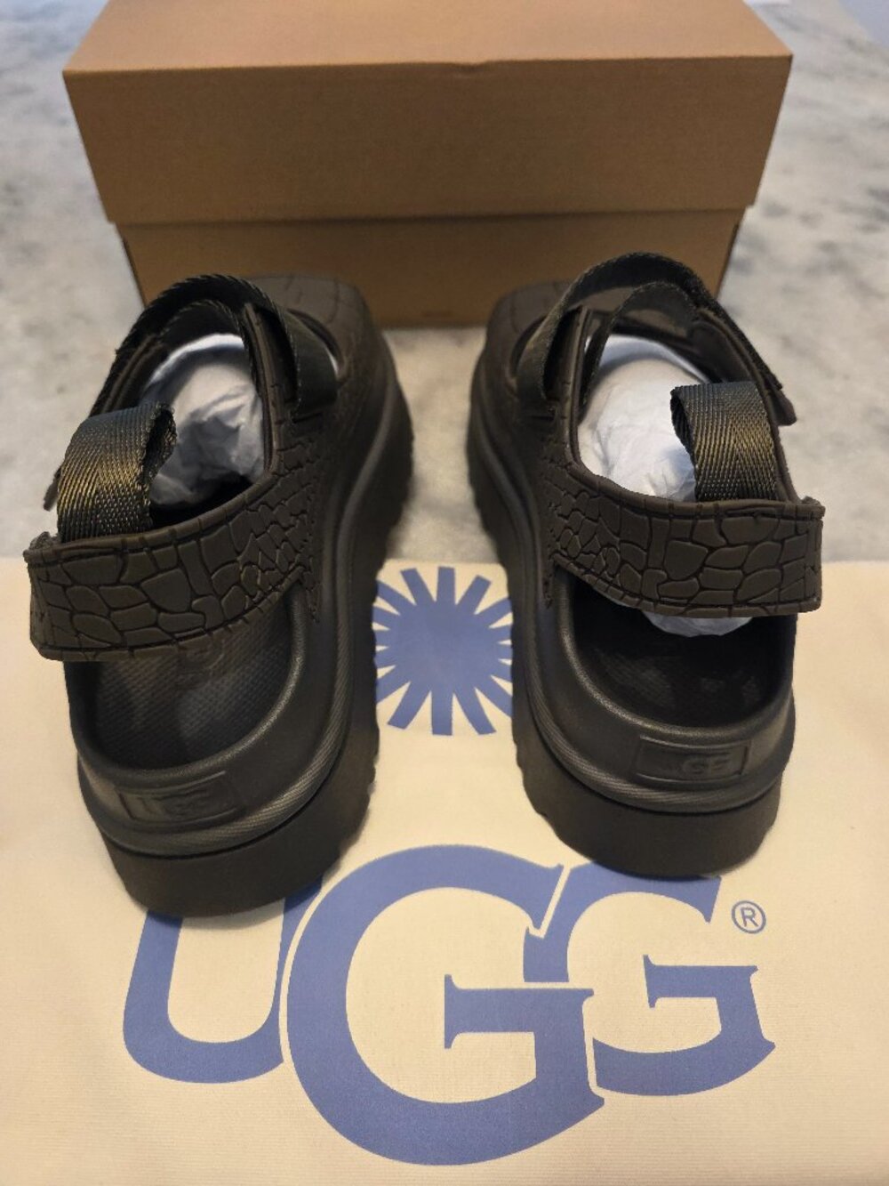 New UGG GoldenGlow Embossed Sandals - Picture 7 of 8